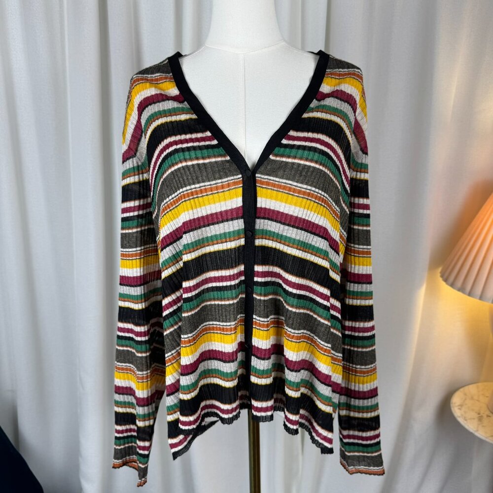 Veronica Beard Keke Striped Knit Cardigan sz 3XL